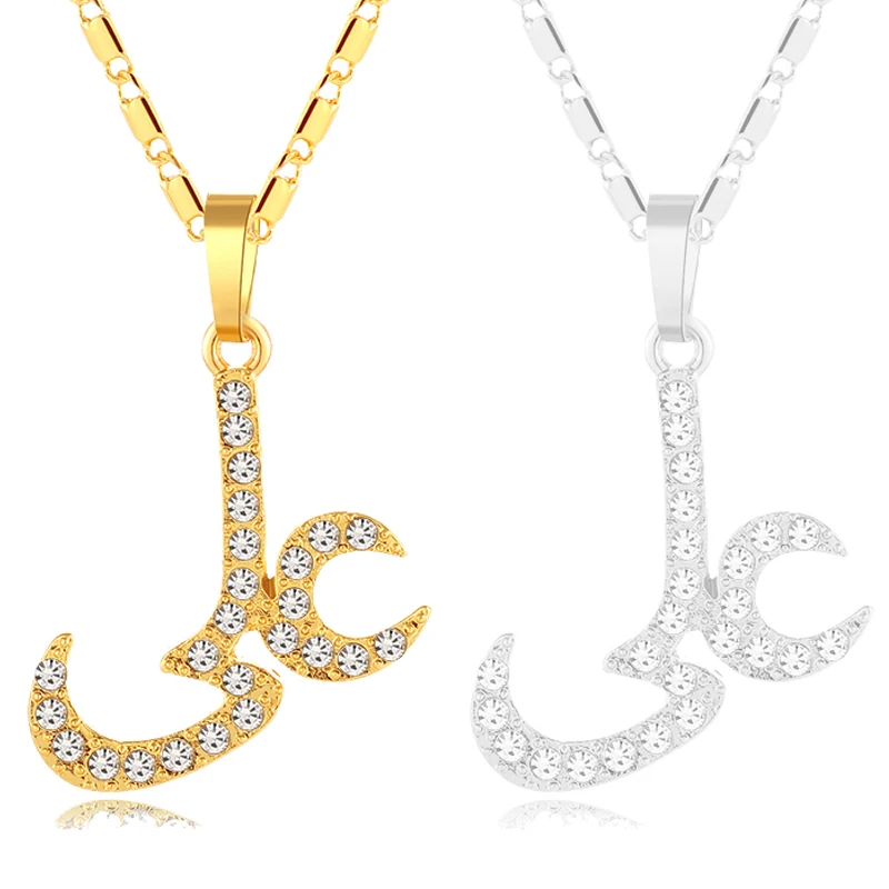 

SONYA Gold/Silver Color Imitation Crystal Islamic Muslim God Arabic Allah Pendants Necklace For Men Women Religious Jewelry