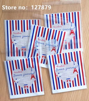

100pcs/lot 10x10cm Stripe Plastic Christmas Gift Bag Transparent OPP Birthday Party Wedding Cookie Candy Packaging Bag