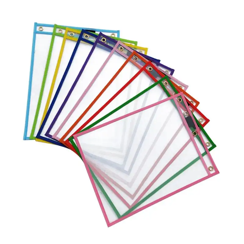 

OUNONA 10pcs Reusable Storage Bag Office Supplies Transparent PVC Sewing Bag Reusable Dry Erase Pockets Assorted Colors