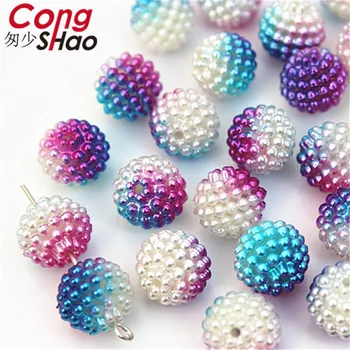 

Cong Shao 100Pcs 11mm Double color Bayberry Ball Hole Beads ABS Shamballa Charm Beads Bracelet beads for costume Button YB627