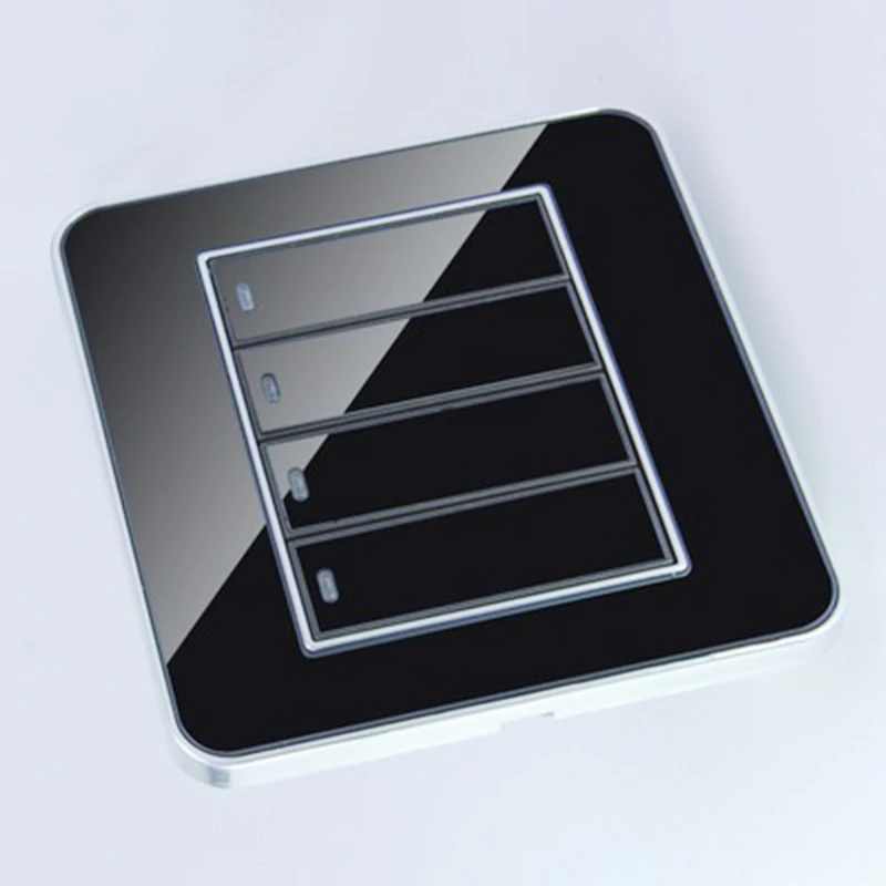 

SHIERAK Random Click Push Button Light Switch 4 Gang 1 Way With LED Indicator Acrylic Crystal Panel 10A