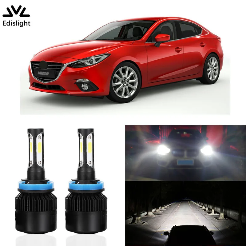 

Edislight High Power 72W 7600LM LED Headlight Kit Low Beam Bulbs For 2010-2016 MAZDA 3 Headlamp 6500K White Car Light