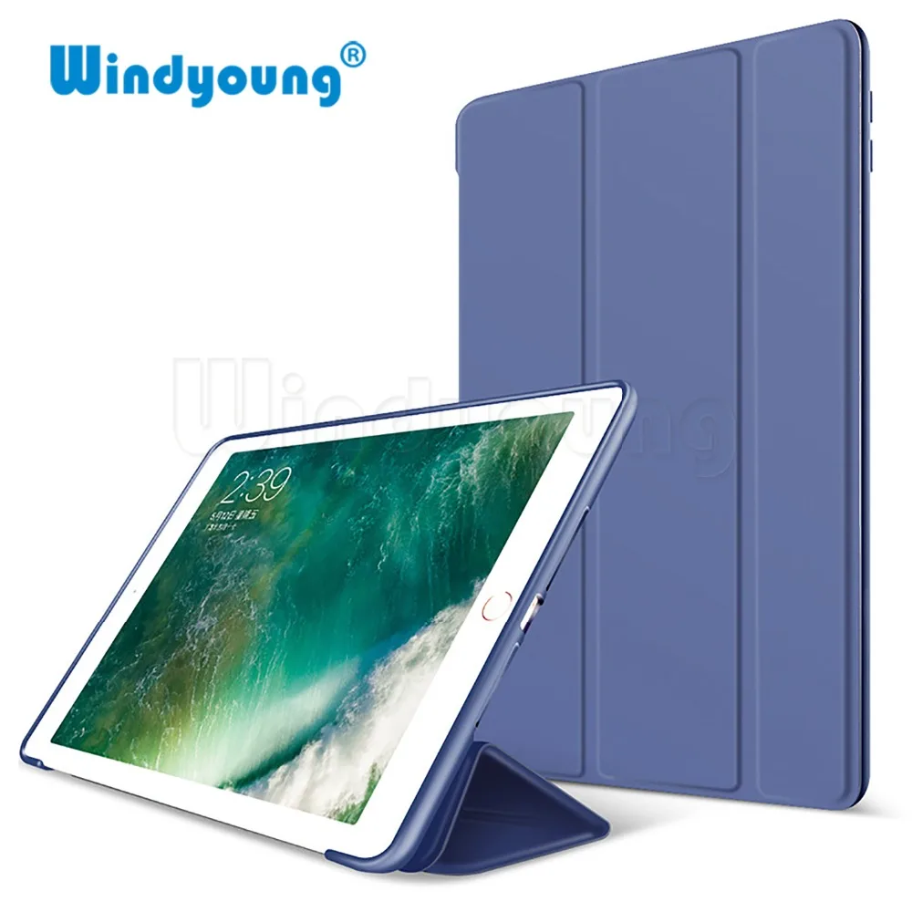

Case for New iPad 9.7 inch 2017 2018 Release model A1822 A1823 A1893, Soft silicone bottom+PU Leather Smart Cover Auto Sleep