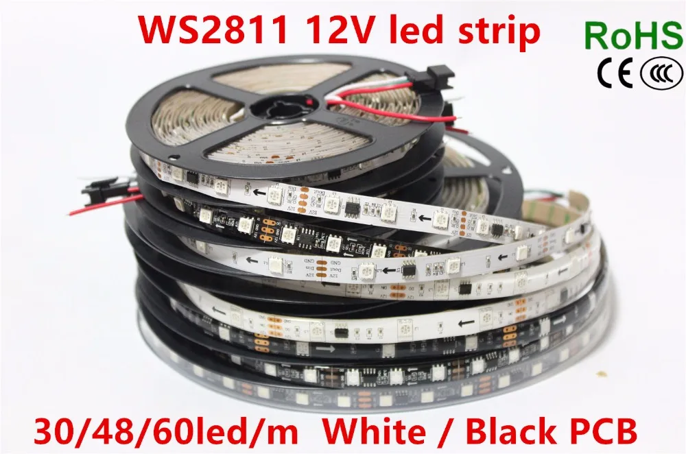 WS2811 led strip 5m 30 48 60 leds m 10 16 20 pcs ws2811 ic meter