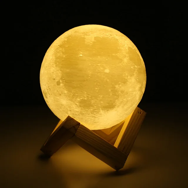 

Rechargeable 3D Print Moon Lamp 2 Color Change Touch Switch Bedroom Bookcase Night Light Home Decor Creative Gift