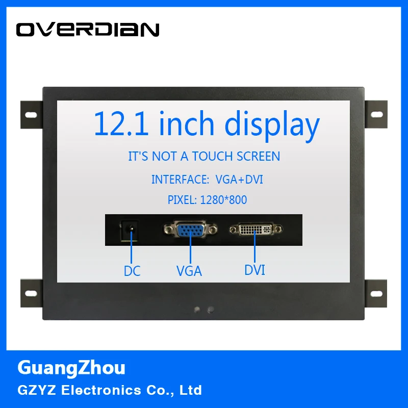

12/12.1Inch VGA/DVI Interface Metal Shell Hanger Installation Industrial Control Lcd Monitor TFT Type 16:10 Non-touch Screen