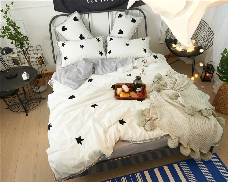 Spot and five pointed star pattern Washed Cotton Bedding ...