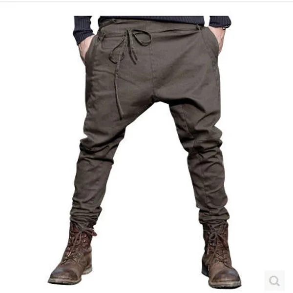 2015 Nuevo Diseño Hombres la Primavera Casual Pantalones Harem Entrepierna Moda Colgando de algodón Hip Hop Tiro Caído Pantalones Pantalones Largos S1267|trousers sport|trouser belttrousers -