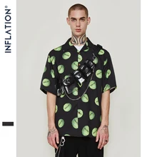 INFLATION 2019 SS Collection Men Loose Hip Hop Shirt Harajuku Japanese Streetwear Shirt High Street Printed Casual Shirt 9225S