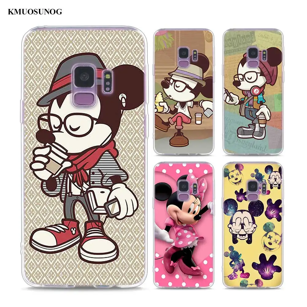 

Transparent Soft Silicone Phone Cases Colorful Mickey Minnie Mouse Hipster For Samsung Galaxy S9 S8 Plus S7 S6 S5 S4 Mini Edge