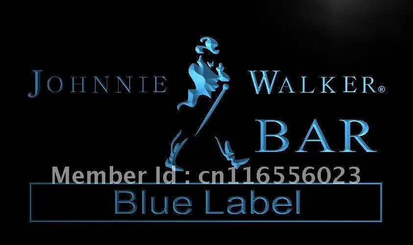 LA481- BAR Johnnie Walker синяя этикетка светодиодная неоновая световая вывеска домашние