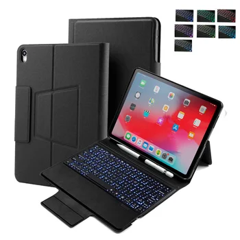

Leather Case For iPad Pro 12.9 Keyboard Cover With 7 Backlit Bluetooth Keyboard For iPad 12.9 Pro 2018 Tablet Case