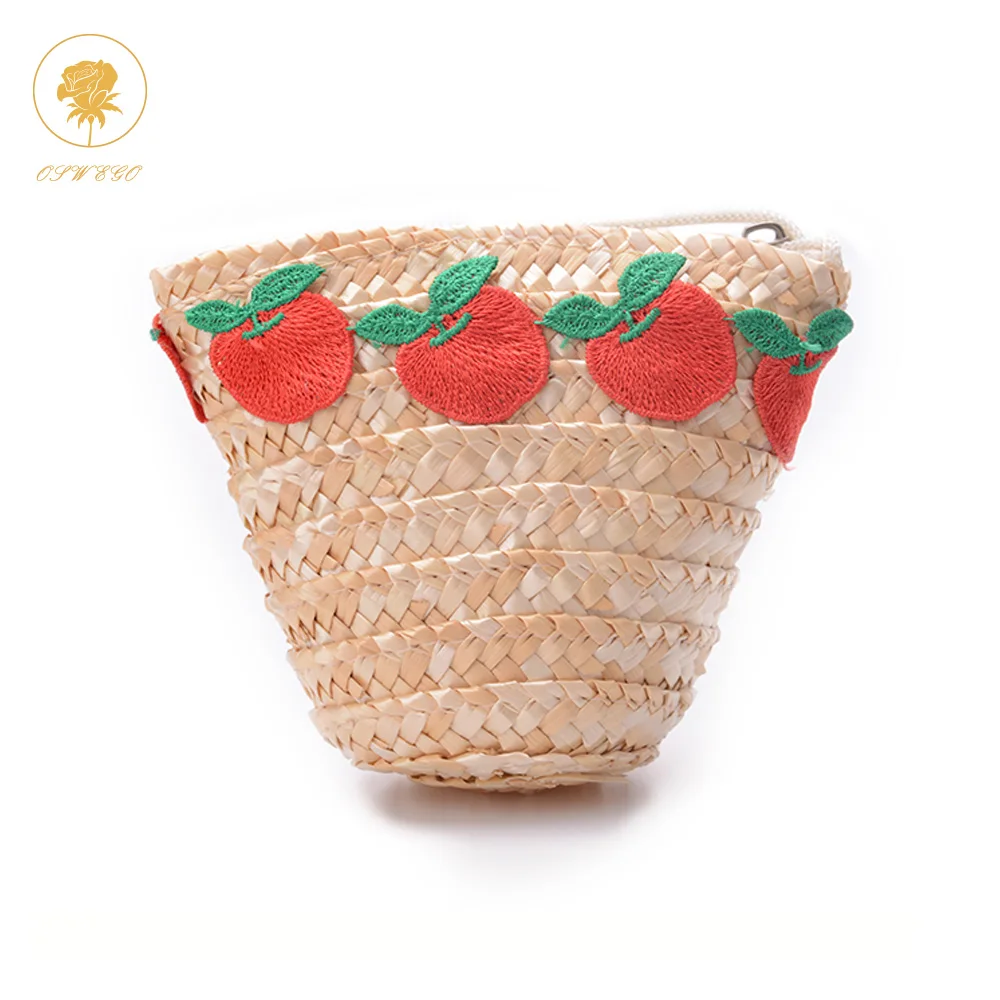 

OSWEGO Mini Fruit Embroidered Kids Straw Bags Handbags Summer Beach Fashion Weave Casual Women Crossbody Bags For Children 2018