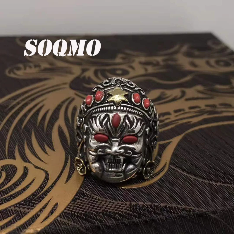 SOQMO Men Ring 100 Real 925 sterling silver Buddha God of Wealth