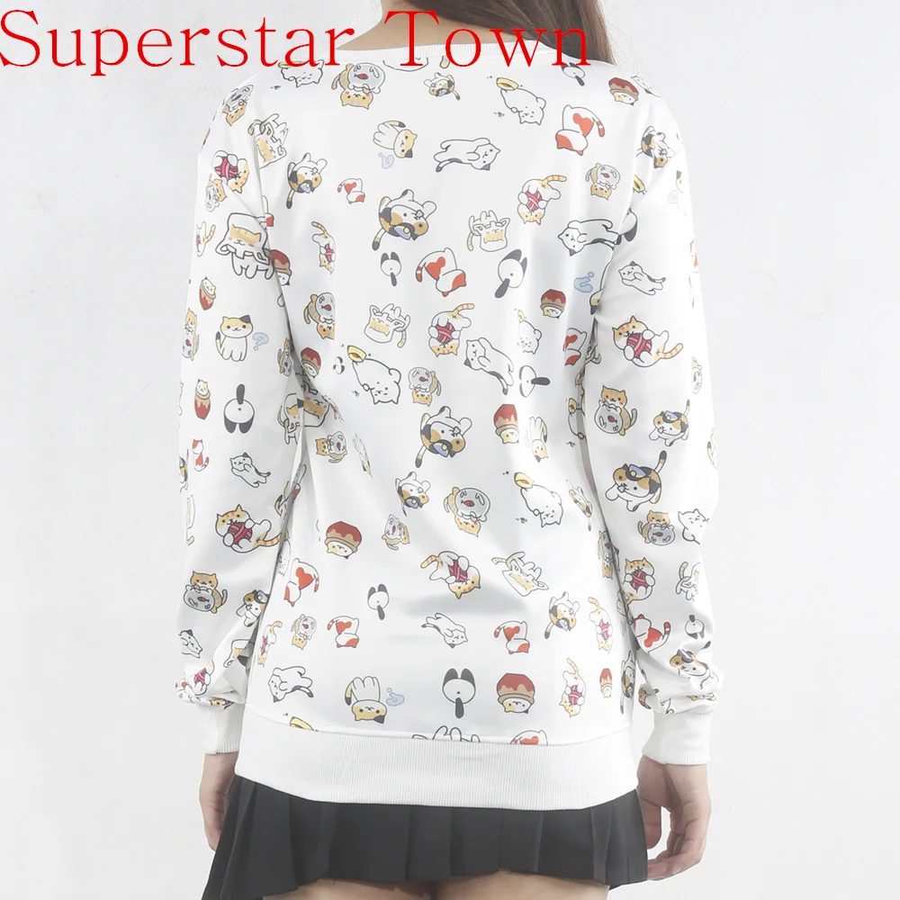 2016 Neko Atsume Cute Cat Пуловер Harajuku Женский Топы Tee|pullover with shirt|shirt casualpullover hood |
