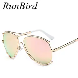 Runbird солнцезащитные очки Для женщин розового цвета золотой оправе мужские ажурные полые провод Дизайн бренд Летний стиль ретро