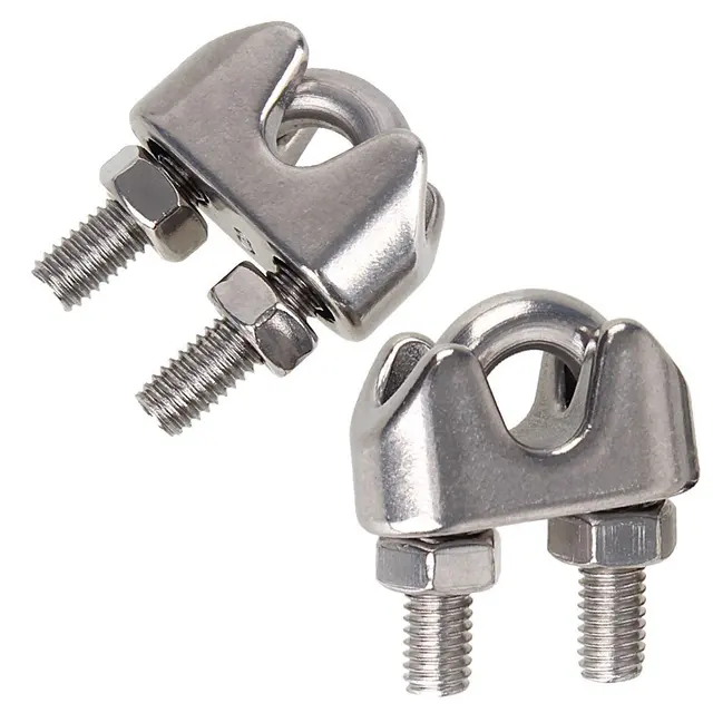 10mm Dia Durable Stainless Steel M10 Wire Rope Clip Cable Clamp Pack of