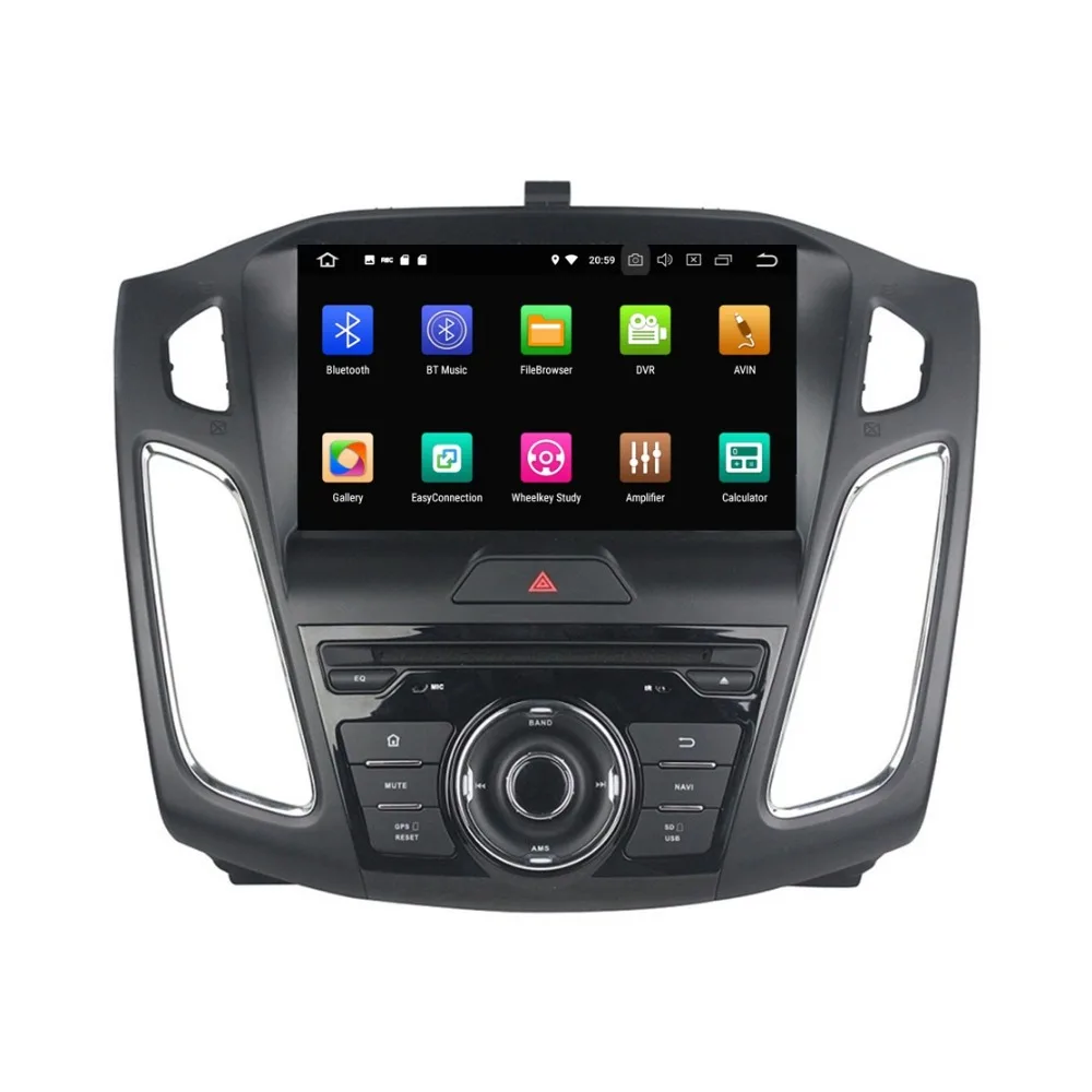 Excellent 4GB RAM Octa Core 1 din 9" Android 8.0 Car DVD Player for Ford Focus GPS Navigation Radio Bluetooth 4G WIFI USB DVR 32GB ROM 3