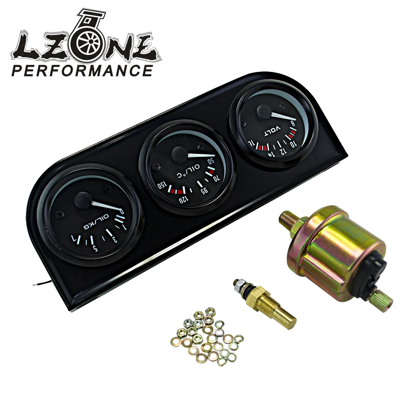 LZONE FREE SHIPPING 52mm Electrial Triple Kit (Voltmeter+oil Temp Gauge+Oil Pressure Gauge