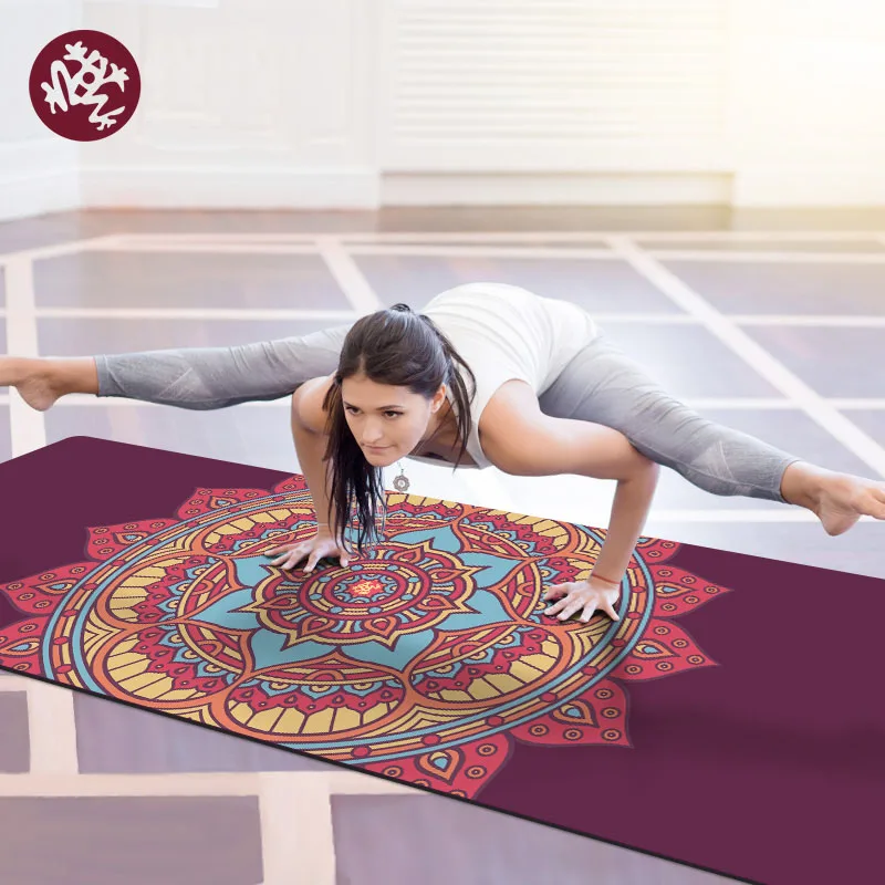 

natural rubber Suede YOGA MAT Heathyoga PRO Yoga Mat with Body Alignment Lines Durable Rubber
