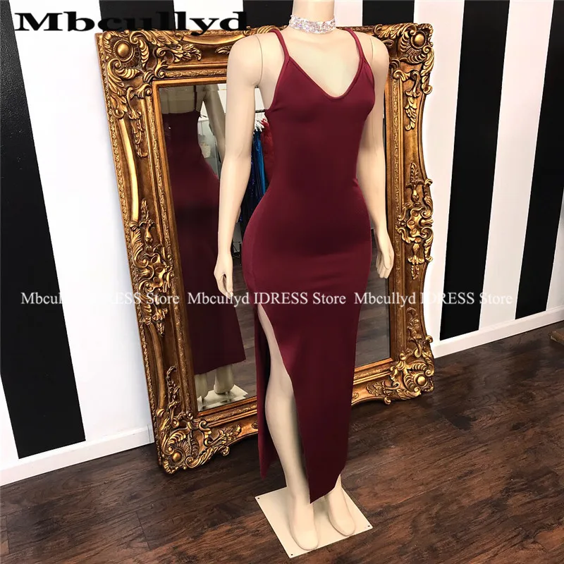 

Sexy South African Long Mermaid Prom Dresses 2019 Split Burgundy Elastic Satin Formal Evening Graduation Gowns Vestidos De Gala