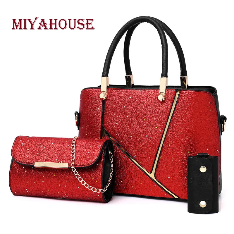 

Miyahouse Korean Style Sequins Design Tote Bags Women Fashion Handbag High Capacity Female 3pcs/set Composite Bag Girls Shoulder