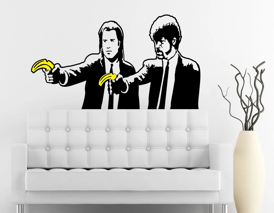 

Free shiping diy Banksy Banana Pulp Fiction Wall Decal Wall Art Mural Wall Sticker Wallpaper Vinyl Wall Stickers Home Decor