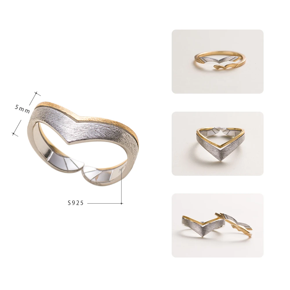 Najtaniej Thaya streszczenie Lovebirds Design s925 srebro obrączki złoty rysunek pierścień dla kobiet elegancka para miłośnik biżuterii prezent