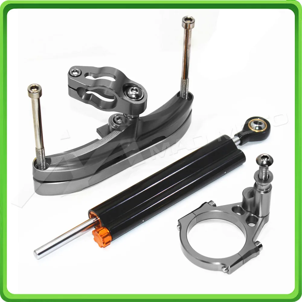 For Yamaha FZ1 Fazer 2006 2007 2008 2009 2010 2011 2012 2013 2014 2015 2016 2017 Steering Damper & Bracket Mount Kit Black&Gray (9)