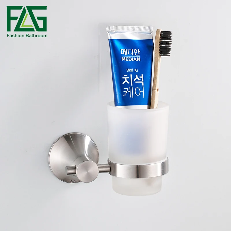 FLG Single Cup Tumbler Holder 304 Stainless Steel Wall Mounted Toothbrush Cup Holder Bathroom Accessories black paint stainless steel bathroom toothbrush cup holder tumbler wall mounted