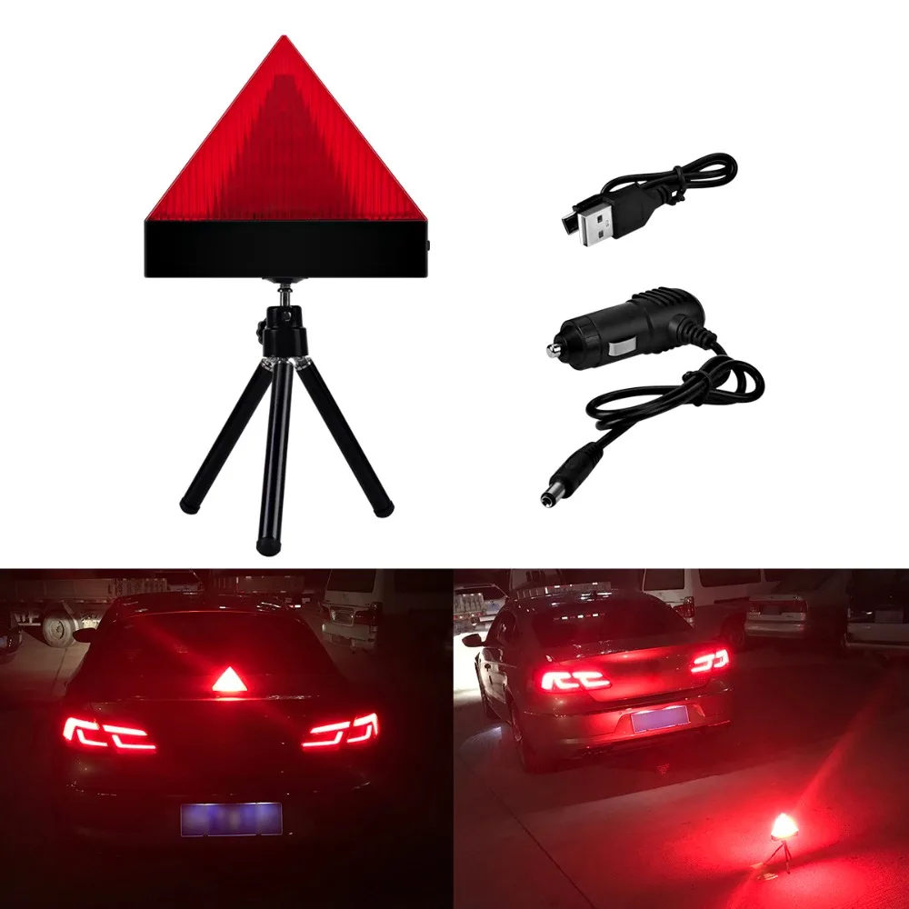 Car Triangle Flashing Warning Strobe Light with Tripod Auto Truck Safety Emergency Anti