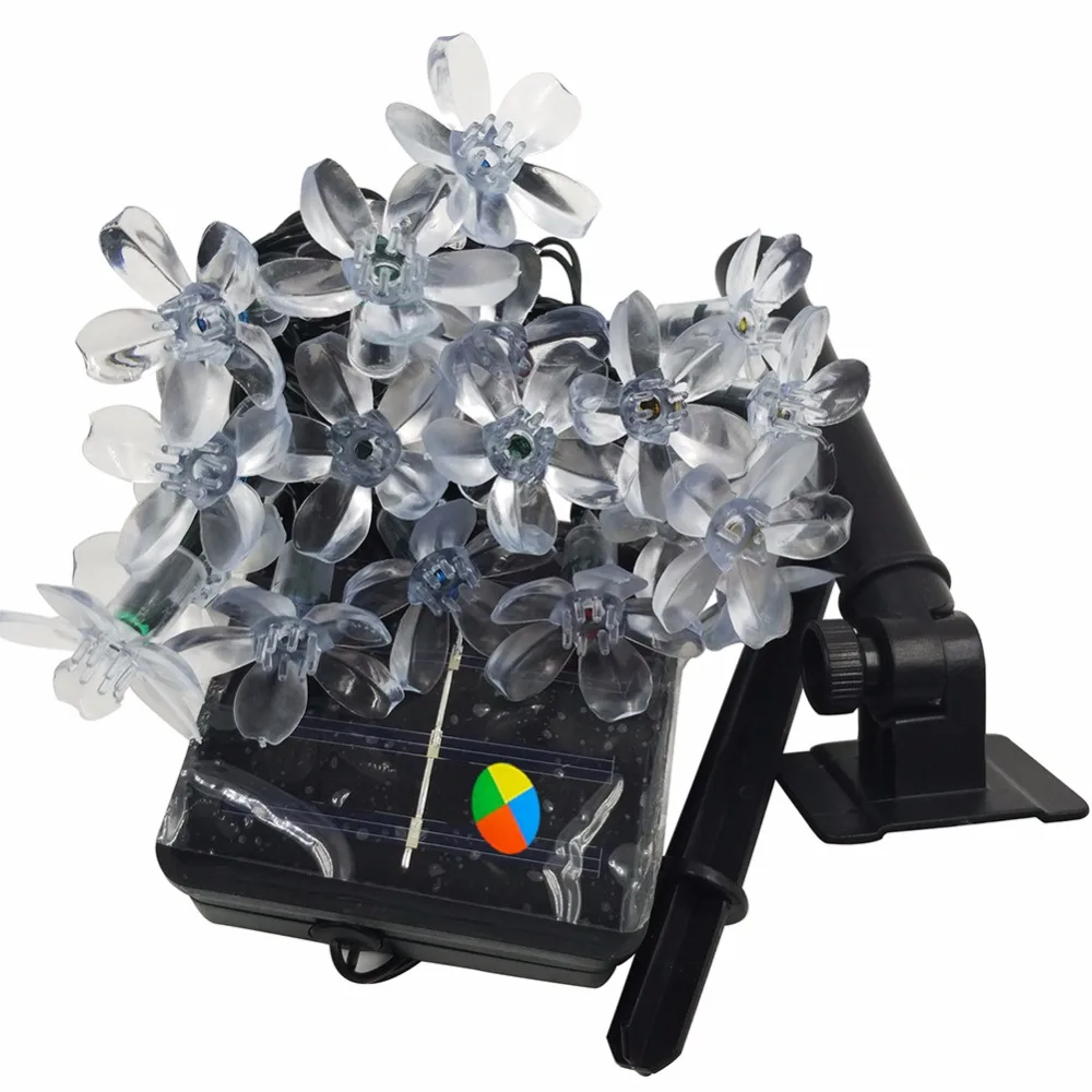 20leds Novelty Decor. Multicolor Solar LED String Lights Outdoor Garden Rose Cherry Lotus Animal Wedding Decoration Lightings (2)