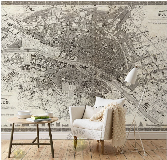 custom children  wallpaper, high-altitude overlooking Paris city construction map  for children room vinyl  paper DE parede wallpaper city guide melbourne 2014