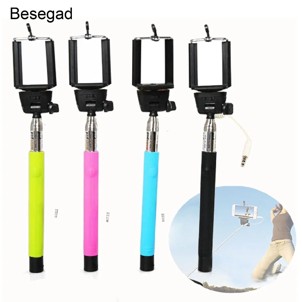 

Besegad Wired Camera Shutter Selfie Pole Handheld Monopod Stick for iPhone 7 6 6S Plus Samsung Galaxy S8 S7 S6 Edge Xiaomi 5