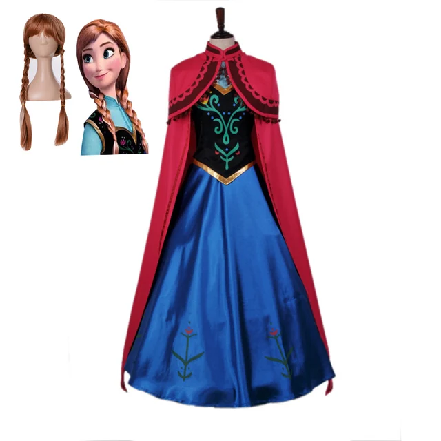 Free shipping adult Halloween Frozen princess Anna long dress cloak