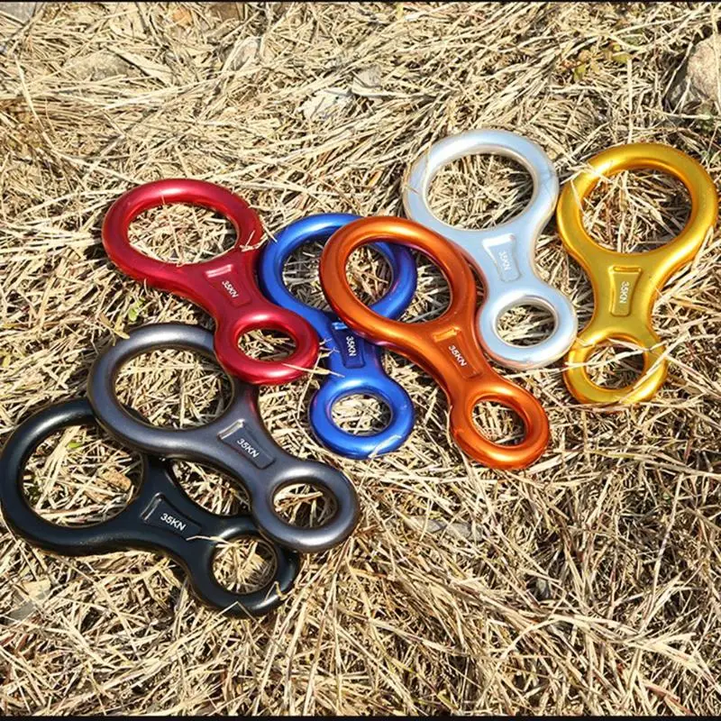 35KN 8 Shape Descender Outdoor Rock Climbing Carabiners Abseiling Downhill Safety Ring For Rock Climbing Equipment