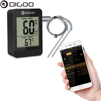 

Digoo DG FT2203 Smart Bluetoorh LED Display BBQ Kitchen Cooking Thermometer Metal Probes APP Function For Meat Barbecue Grilling