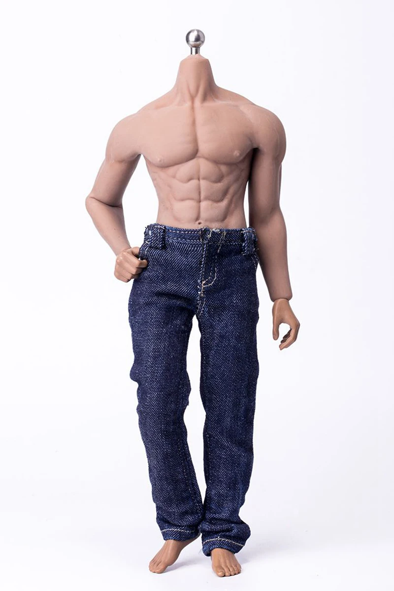 

1/6 Scale Male Action Figure Jeans Pants Light/Blue 2 Color for Muscular Body Figures