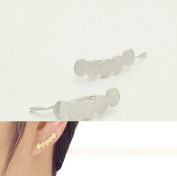 

fashion 100% 925 Sterling Silver rhoidum plate brushed shiny bubble climber earring