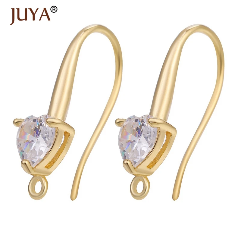 

1 Pair Earring Base Connector Linker Holder DIY Earrings Making Heart shape zirconia Earring Hooks Accessories Supply