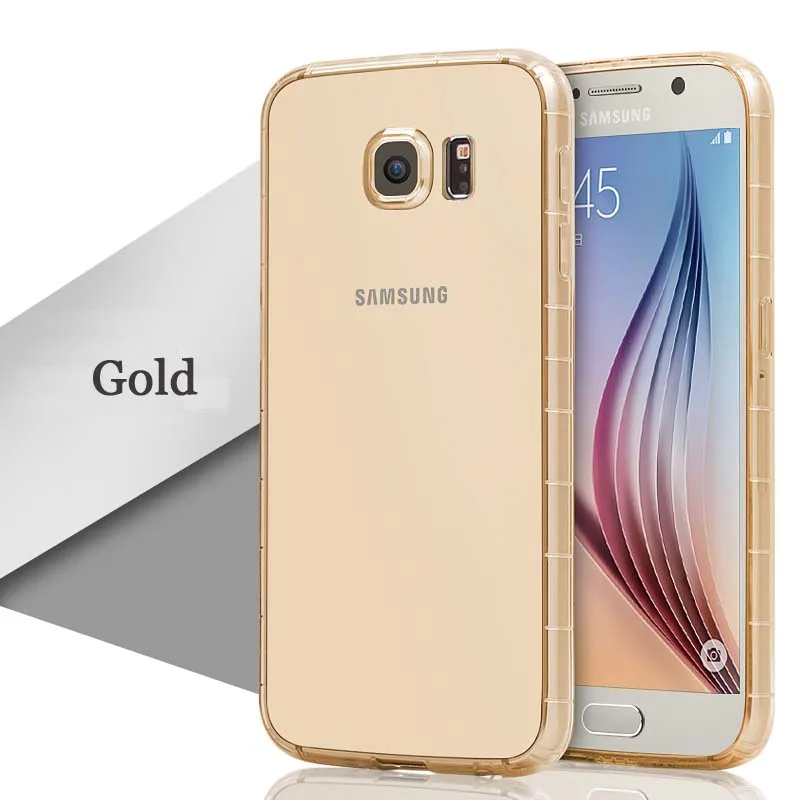 ITEUU S6 противоударный Тонкий чехол из ТПУ для samsung Galaxy S6 мягкий, с бесцветным прозрачным ударопрочным чехлом для samsung S6 - Цвет: Золотой