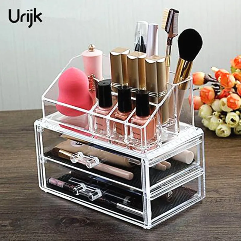 Urijk Acrylic transparent Makeup Organizer Storage Boxes Make Up Organizer Cosmetics Brush nail