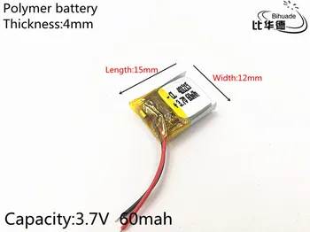 

5pcs/lot 3.7V 60mAh 401215 Lithium Polymer Li-Po li ion Rechargeable Battery cells For Mp3 MP4 MP5 GPS
