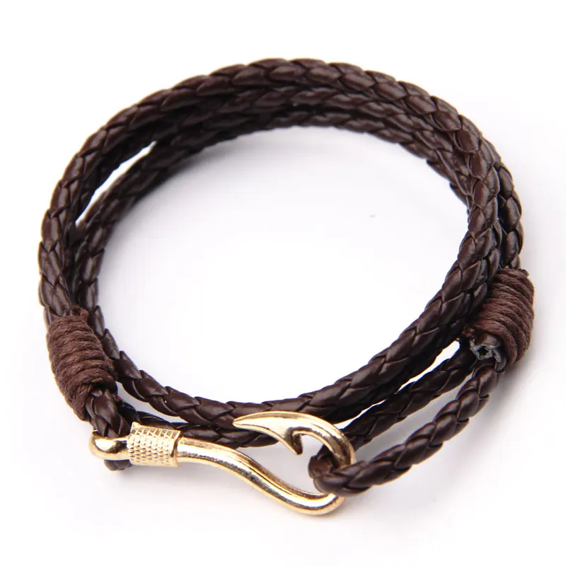 NIUYITID 40cm PU Leather Bracelet For Men Women Fashion Wristband Charm Braclet For Male Accessories Jewelry (6)