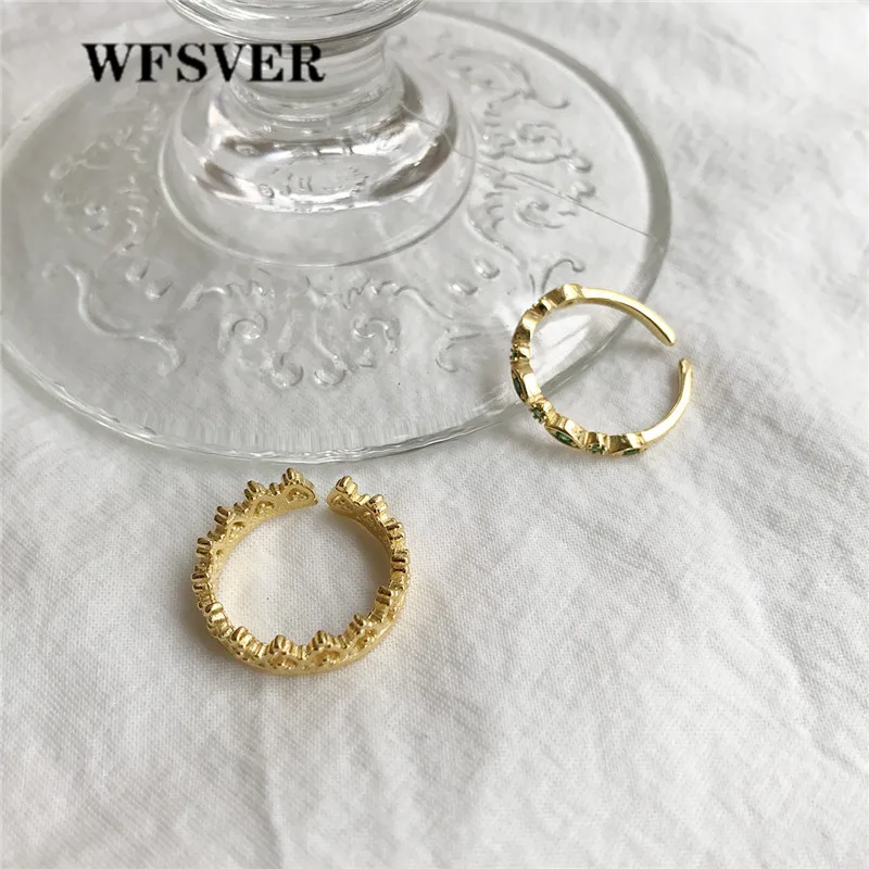 

WFSVER 2pcs 925 sterling silver ring for women simple gold color ring korean wind finger opening adjustable fine jewelry
