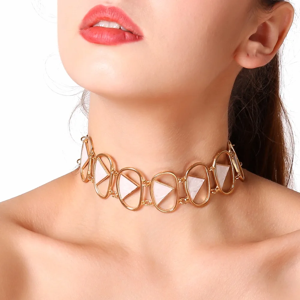 

Ingesight.Z Punk Statement Geometric Triangle Collar Chain Choker Necklace Golden Silver Color Necklace Jewelry