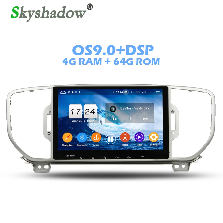 

DSP IPS Android 9.0 4GB +64GB + 8 Core Car DVD Player GPS map Radio wifi Bluetooth 4.2 2 Din for KIA Sportage 4 2016 2017 2018