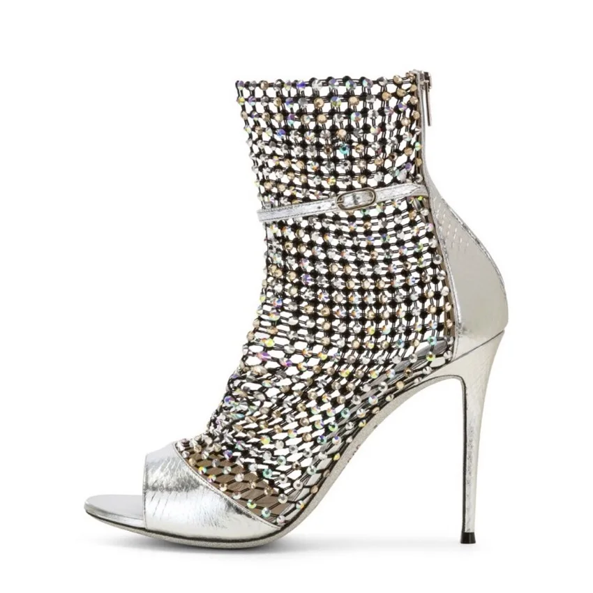 Cristal Pico Tacones Hebilla Botines Toe Discoteca Suede Mujeres kZuTOPiX
