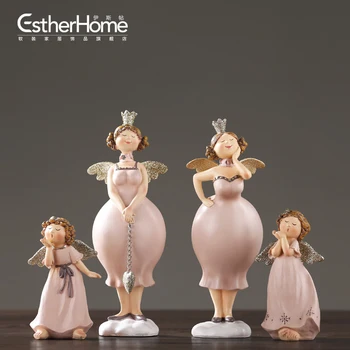 

creative resin cute Angel girls figurine dolls for girls birthday present home decor crafts room decoration pink princess statue