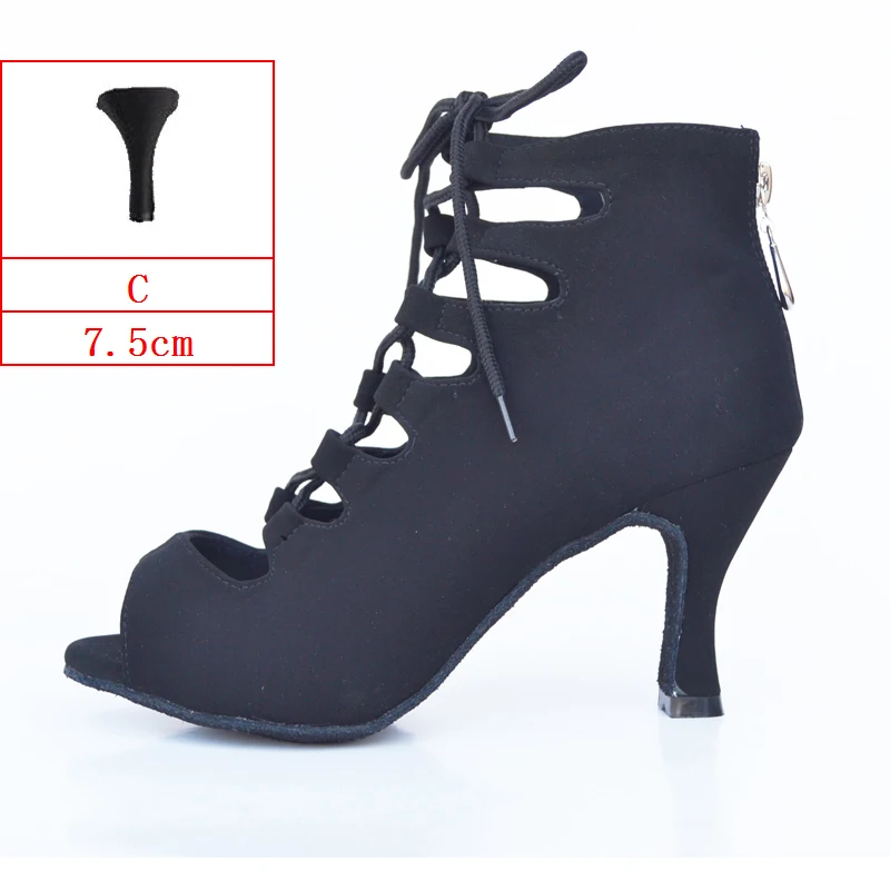 HXYOO/Женская Профессиональная фланелевая танцевальная обувь для латиноамериканских Танго; Цвет черный, синий; женская Обувь для бальных танцев с вырезами; цвет красный, фиолетовый; WK038 - Цвет: Black C